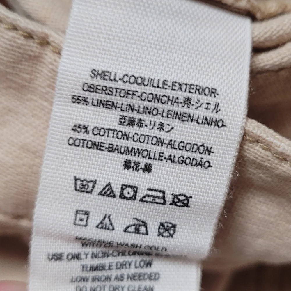Rare Free People Beige Tan Ombre Linen Low Rise Raw Cut Bell Bottom Jeans